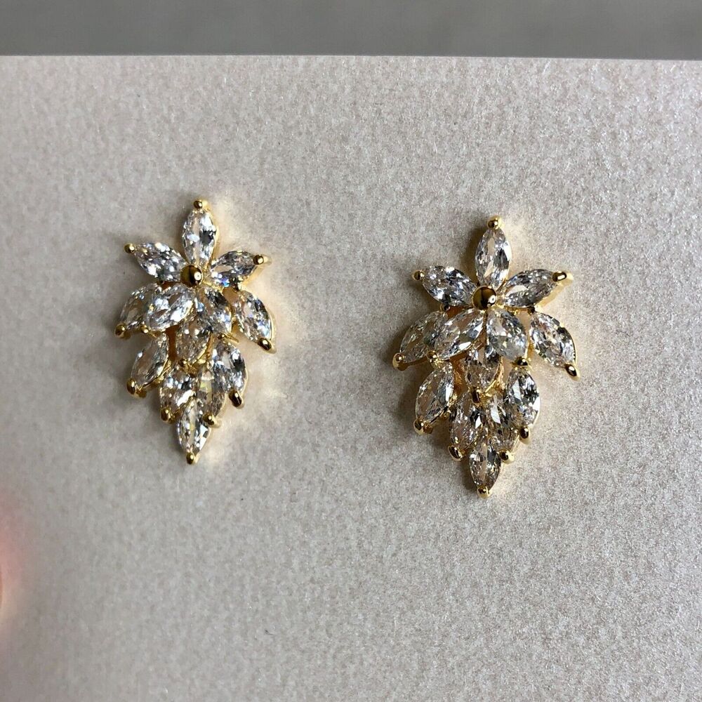 Gold Flower Gemstone Earrings